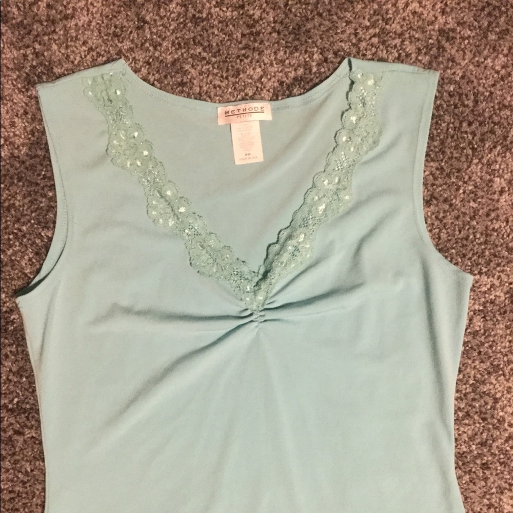 Methode Petite Medium Light Teal Sleeveless Top
